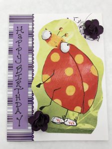 Image of constructed birthday card with cartoon like lady bug