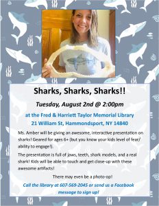 Flier for Sharks, Sharks, Sharks!! Program August 2