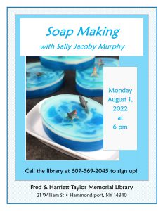 Flier for Soap Making Class August 1