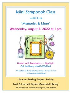 Flier for Mini Scrapbook Class on August 3