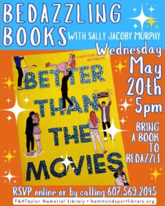 poster for a class with Sally to Bedazzle Books on Weds May 20th at 5pm