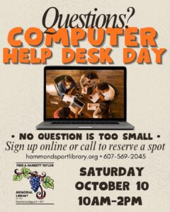 poster for computer help day the second Sat of each month