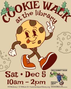 poster for the annual cookie walk on Sat Dec 5 from 10am-2pm